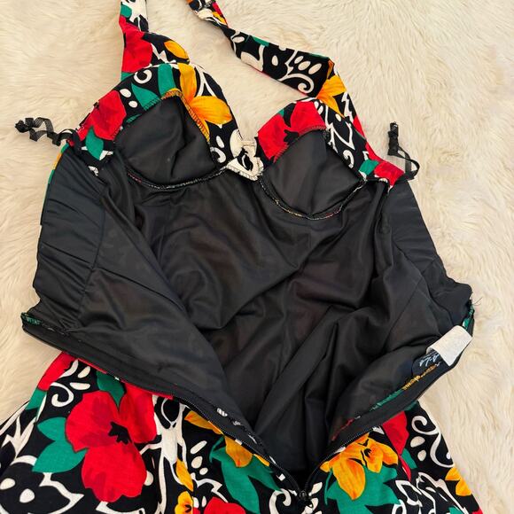 VTG 90s DBA-LA Floral Halter Dress 7 - Picture 5 of 12